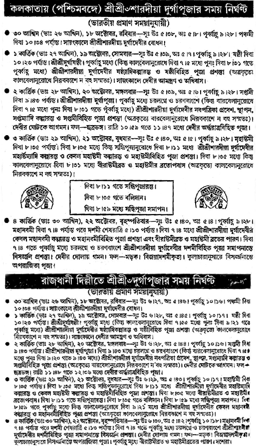 kolkata delhi puja time